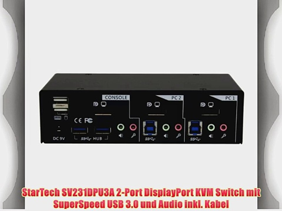 StarTech SV231DPU3A 2-Port DisplayPort KVM Switch mit SuperSpeed USB 3.0 und Audio inkl. Kabel