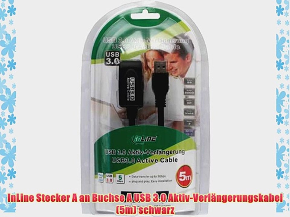 InLine Stecker A an Buchse A USB 3.0 Aktiv-Verl?ngerungskabel (5m) schwarz