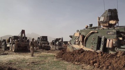 US Marines in a Herculean Task For Recovering  Tank  Stuck in The Mud