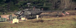 Bell OH-58 Kiowa Attack Helicopter Firing its .50 Cannon and Rockets