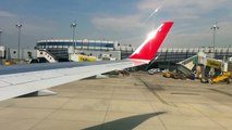 Austrian Airlines 767-300W pushback and take-off with safety Vienna-Washington