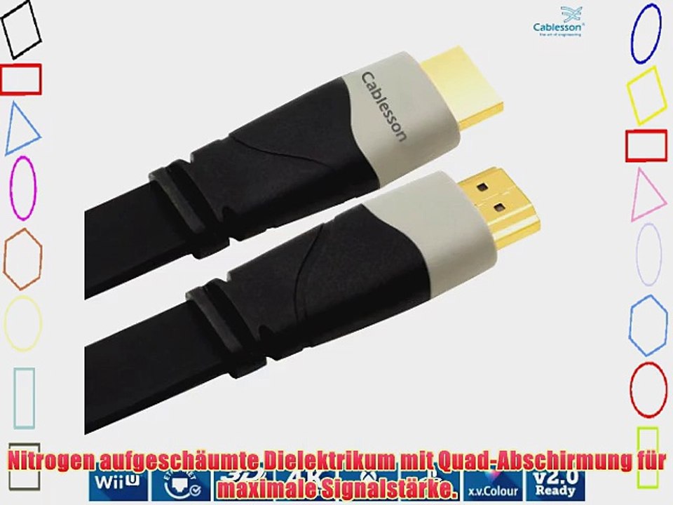 Premium 5m / 5 Meter Flat High Speed HDMI Kabel mit Ethernet (14 / 14 A 3D-Ready und Ethernet)