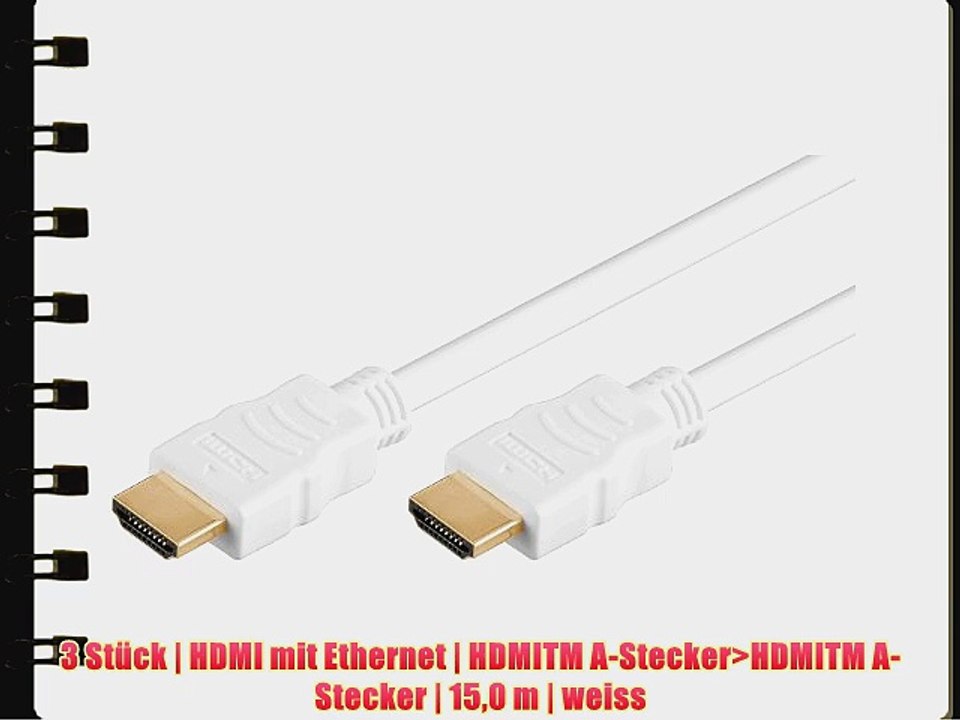 3 St?ck | HDMI mit Ethernet | HDMITM A-Stecker>HDMITM A-Stecker | 150 m | weiss