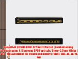 KanaaN 4K UltraHD HDMI 4x2 Matrix Switch | Fernbedienung | Audioausgang: 5.1 Surround SPDIF