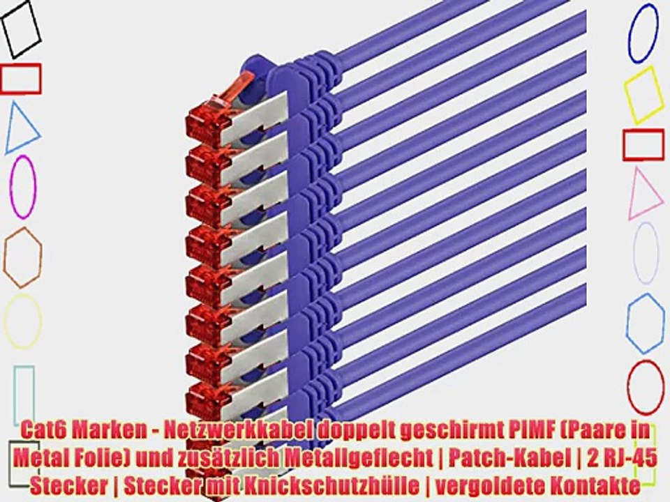 05m - violett - 10 St?ck - CAT.6 Ethernet Lan Netzwerkkabel RJ45 | 10/100/1000/Mbit/s | Patchkabel
