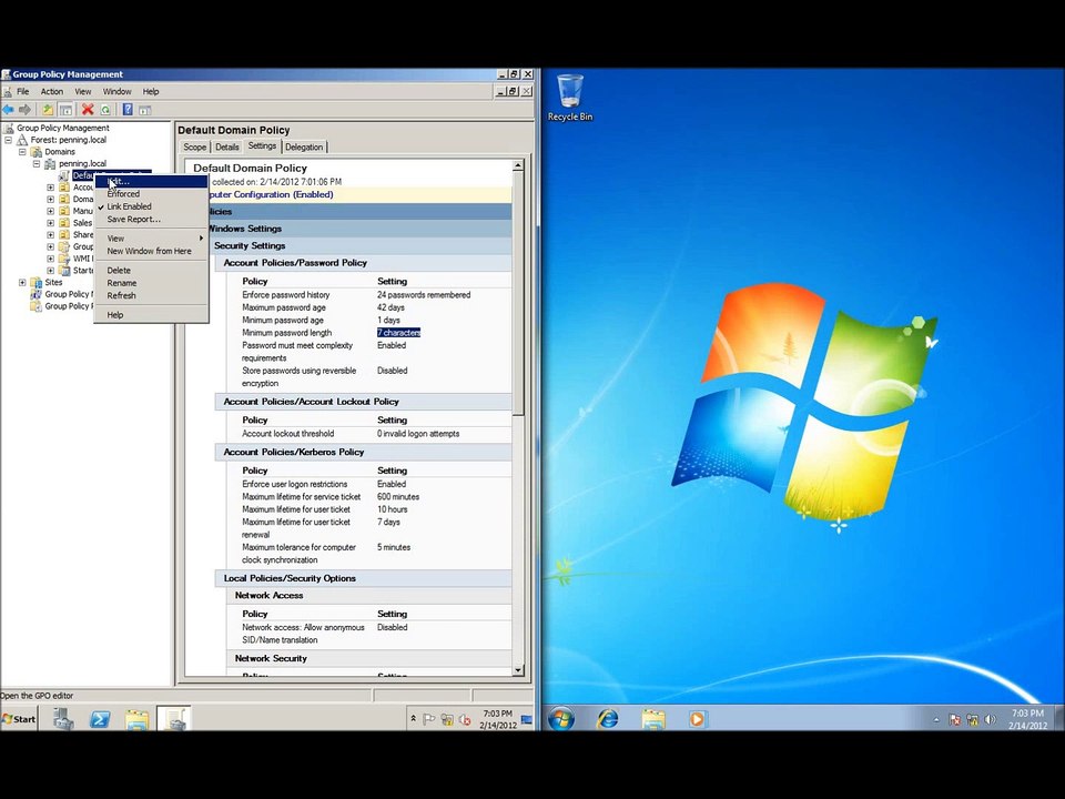Server 2008 Lesson 17 - Changing Password Requirements in Group Policy