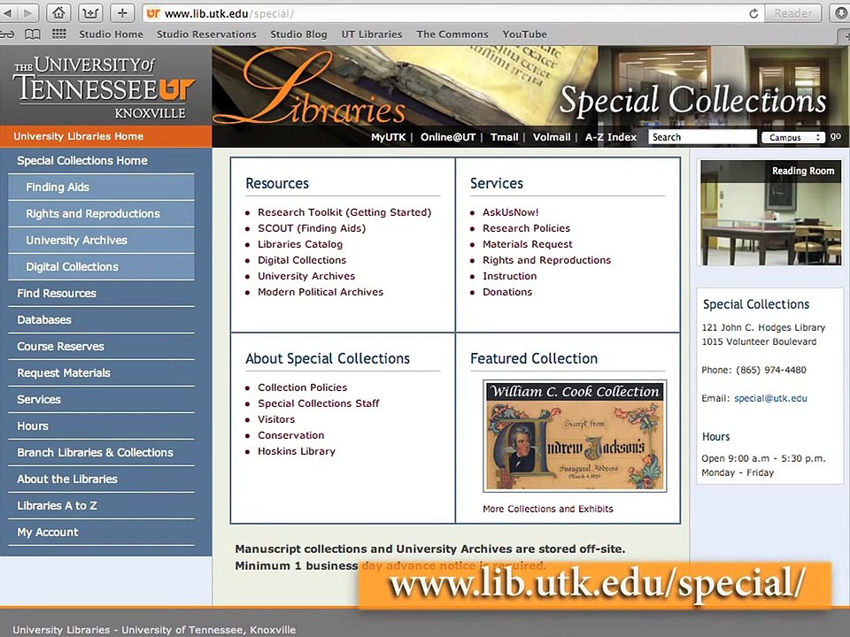 Welcome to the University of Tennessee Special Collections