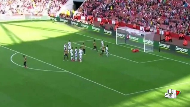 Santi Cazorla Fantastic Free Kick Goal - Arsenal vs Olympique Lyon 6-0 Emirates Cup 2015 HD