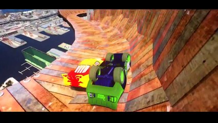 FINN & JAKE riding Green, Yellow & Red Lightning McQueen Cars!