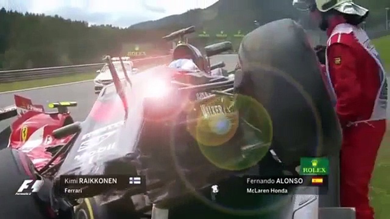 F1 2015 Austrian GP Crash  Kimi Raikkonen and Fernando Alonso