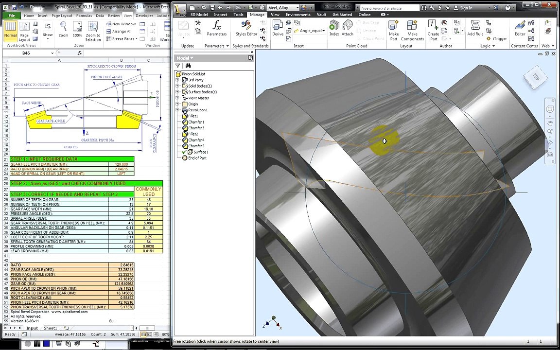 SPIRAL BEVEL GEAR 3D MODELING IN AUTODESK INVENTOR 2013 TUTORIAL