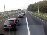 Truck crash in the Netherlands. Vrachtwagen op zijn kant op de A 50.