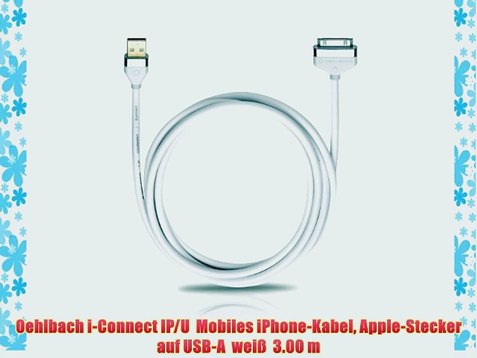 Oehlbach i-Connect IP/U  Mobiles iPhone-Kabel Apple-Stecker auf USB-A  wei?  3.00 m
