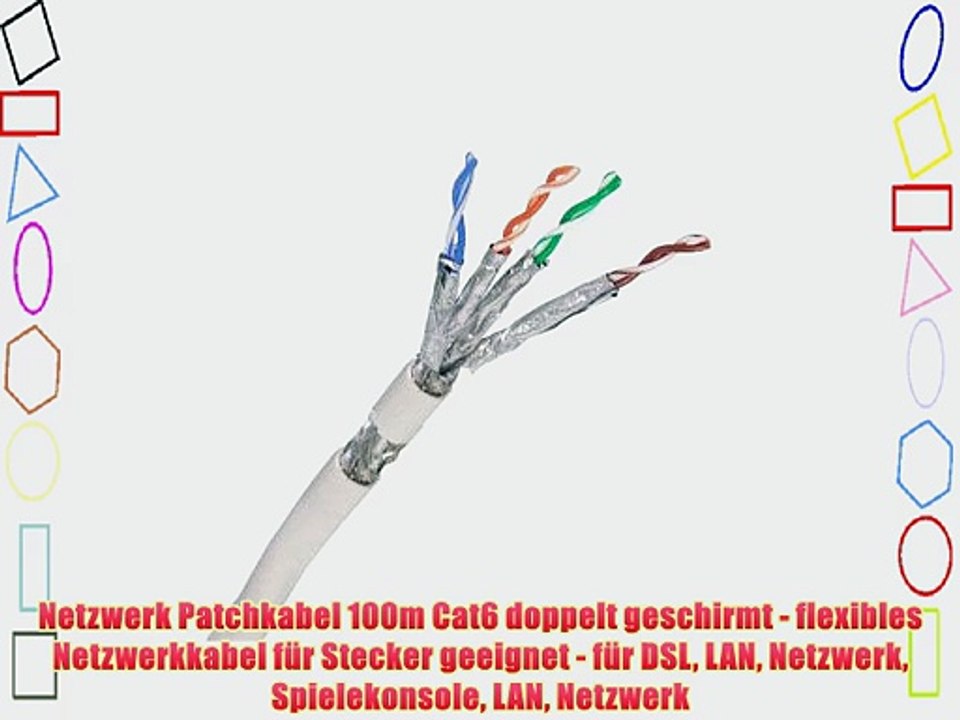 Netzwerk Patchkabel 100m Cat6 doppelt geschirmt - flexibles Netzwerkkabel f?r Stecker geeignet