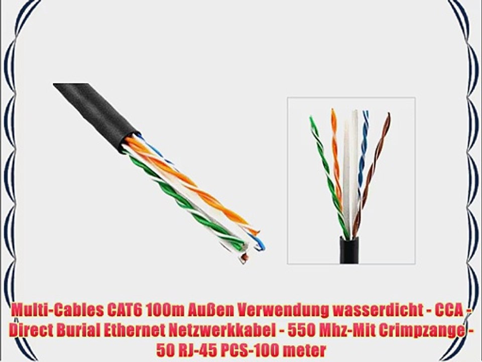 Multi-Cables CAT6 100m Au?en Verwendung wasserdicht - CCA - Direct Burial Ethernet Netzwerkkabel