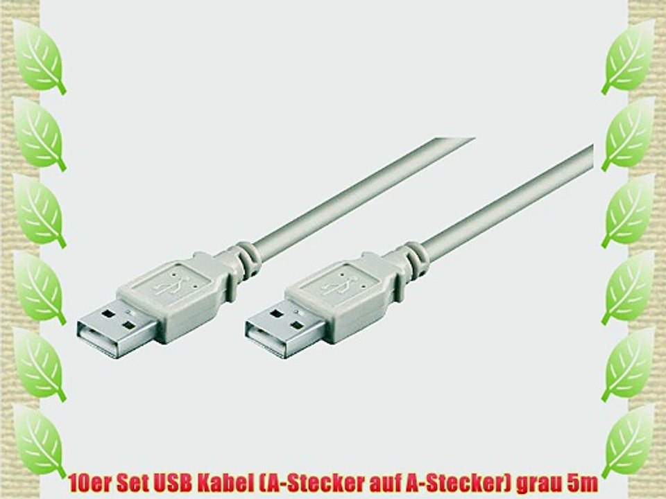 10er Set USB Kabel (A-Stecker auf A-Stecker) grau 5m