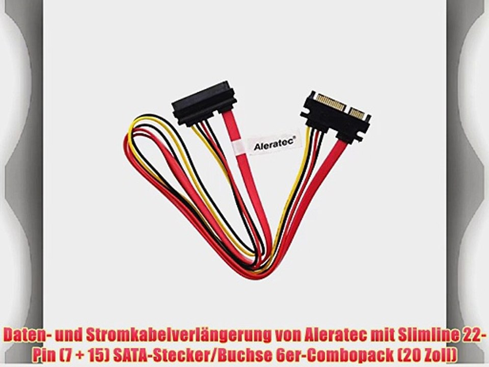 Daten- und Stromkabelverl?ngerung von Aleratec mit Slimline 22-Pin (7   15) SATA-Stecker/Buchse