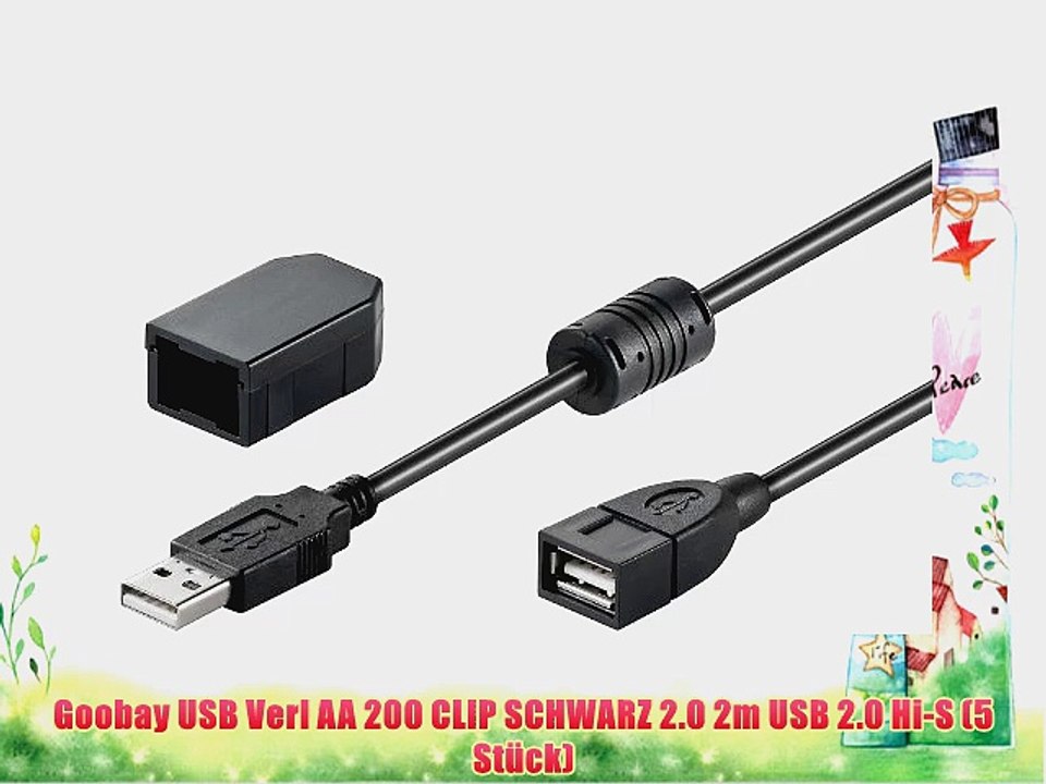 Goobay USB Verl AA 200 CLIP SCHWARZ 2.0 2m USB 2.0 Hi-S (5 St?ck)