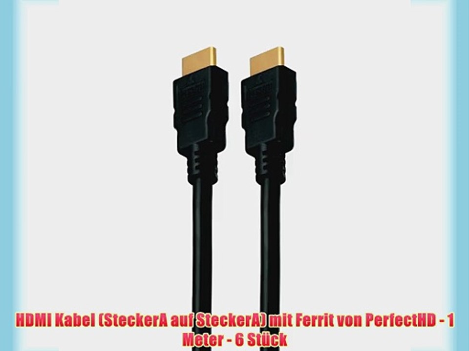 HDMI Kabel (SteckerA auf SteckerA) mit Ferrit von PerfectHD - 1 Meter - 6 St?ck