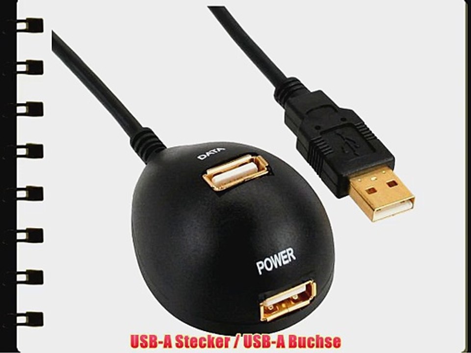 Intos USB 2.0 Verl?ngerung mit Standfuss USB Anschlusskabel A/Stecker - A/Buchse 5.0 m schwarz