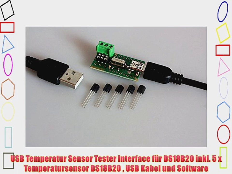 USB Temperatur Sensor Tester Interface f?r DS18B20 inkl. 5 x Temperatursensor DS18B20  USB