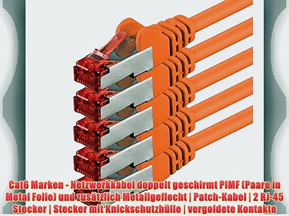 5m - orange - 5 St?ck - CAT.6 Ethernet Lan Netzwerkkabel RJ45 | 10/100/1000/Mbit/s | Patchkabel