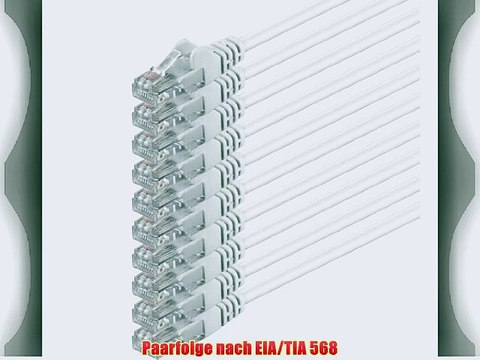 1aTTack CAT6 UTP Netzwerk Patch Kabel mit 2 x RJ45 Stecker Set (10 St?ck) weiss 025m