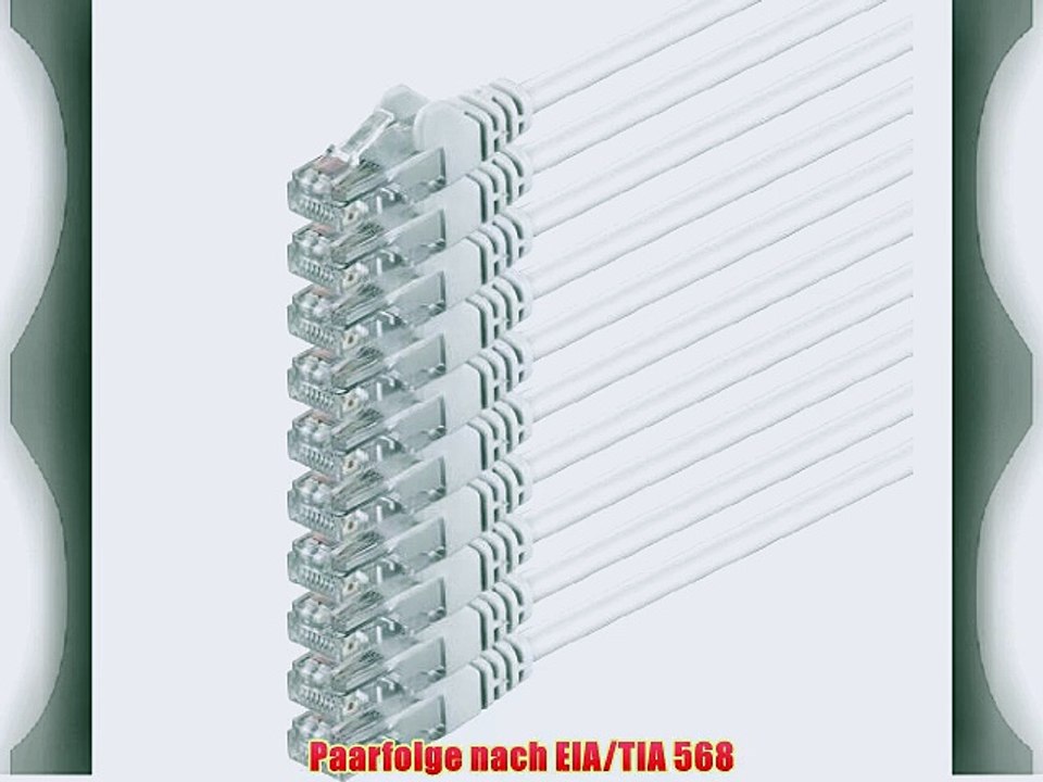 1aTTack CAT6 UTP Netzwerk Patch Kabel mit 2 x RJ45 Stecker Set (10 St?ck) weiss 025m