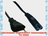 2 St?ck Stromkabel - IEC 320 EN 60320 C7 - Stromversorgung (M) - 5 m - Schwarz