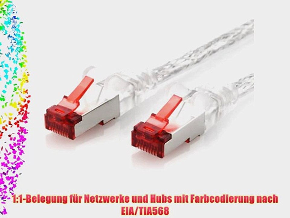 deleyCON CAT6 Patchkabel - S-FTP PIMF [15m] CAT.6 Netzwerkkabel / Ethernetcable [Transparent]