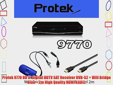 Protek 9770 HD IP digital HDTV SAT Receiver DVB-S2 Wifi Bridge Blau 2m High Quality HDMI