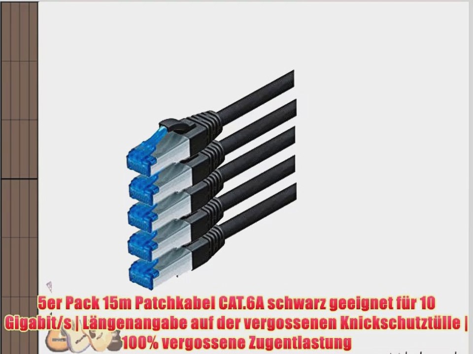 TPFNet (5er PACK) 15m CAT.6A - CAT6A Premium Ethernet LAN Patchkabel SFTP DOPPELT GESCHIRMT