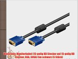 Wentronic Monitorkabel (15-polig HD Stecker auf 15-polig HD Stecker XGA SVGA) 5m schwarz (5