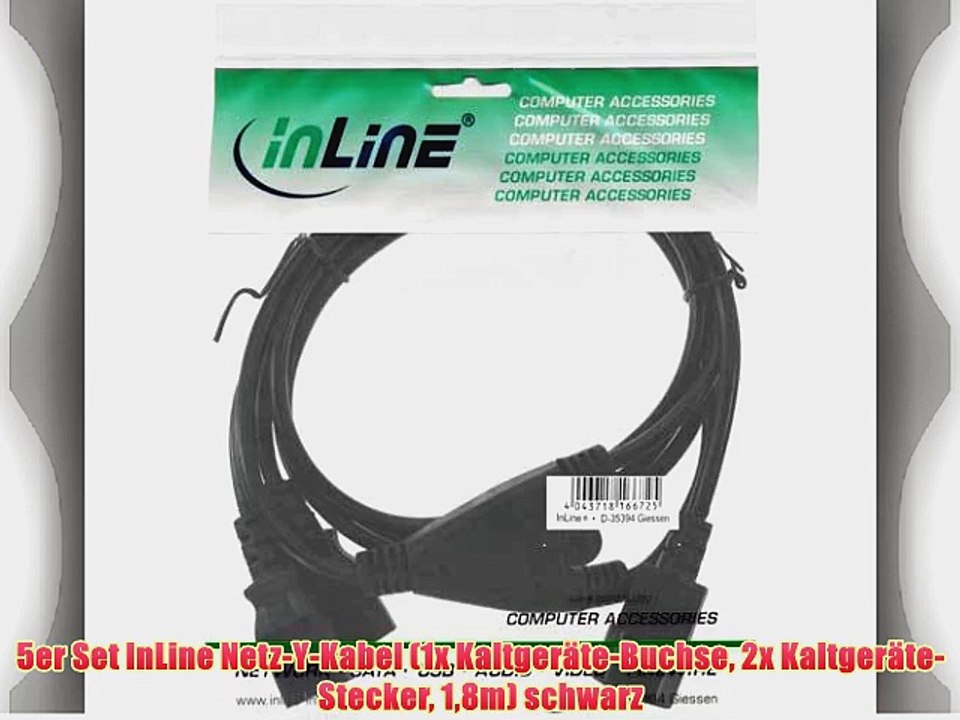 5er Set InLine Netz-Y-Kabel (1x Kaltger?te-Buchse 2x Kaltger?te-Stecker 18m) schwarz