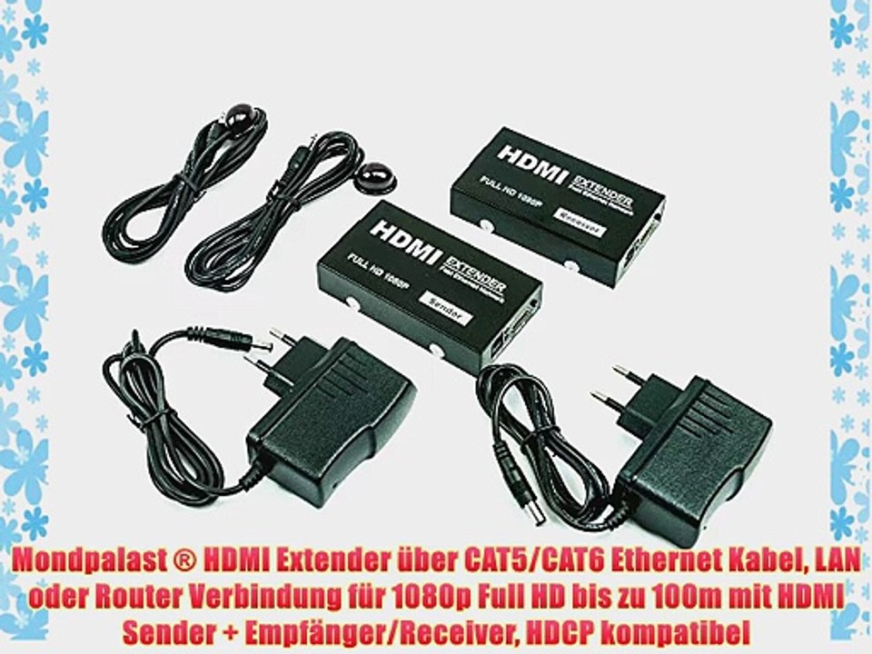Mondpalast ? HDMI Extender ?ber CAT5/CAT6 Ethernet Kabel LAN oder Router Verbindung f?r 1080p