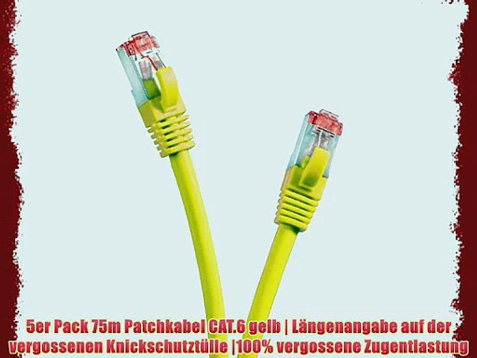 TPFNet (5er PACK) 75m CAT.6 - CAT6 Premium Ethernet LAN Patchkabel SFTP DOPPELT GESCHIRMT |