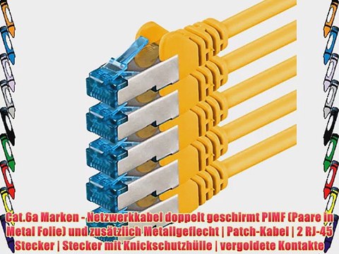75m - CAT6a - Netzwerkkabel SET | gelb - 5 St?ck | CAT 6a | S-FTP | doppelt geschirmt - GHMT