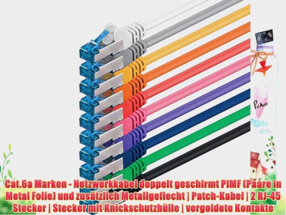 5m - CAT6a - Netzwerkkabel SET | 10 - Farben | CAT 6a | S-FTP | doppelt geschirmt - GHMT zertifiziert