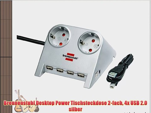 Brennenstuhl Desktop Power Tischsteckdose 2-fach 4x USB 2.0 silber