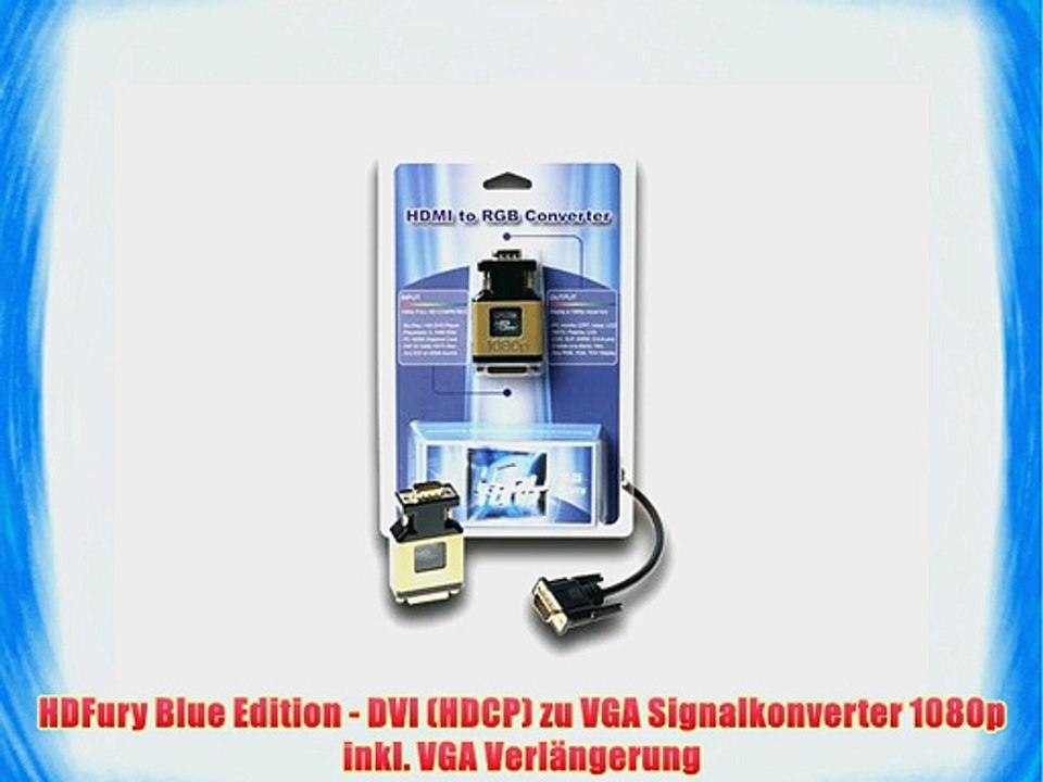 HDFury Blue Edition - DVI (HDCP) zu VGA Signalkonverter 1080p inkl. VGA Verl?ngerung