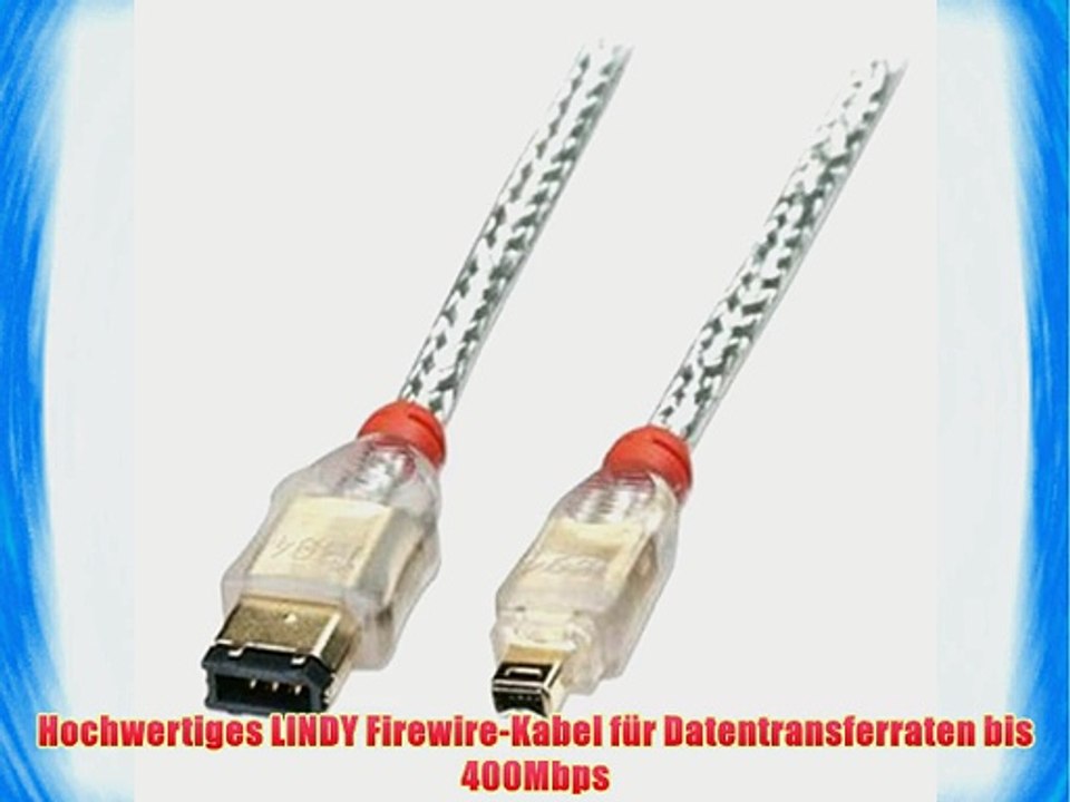 LINDY 30872 - Vergoldet Premium Firewire-Kabel - 6 Pol-Stecker an 4 Pol-Stecker - 3m
