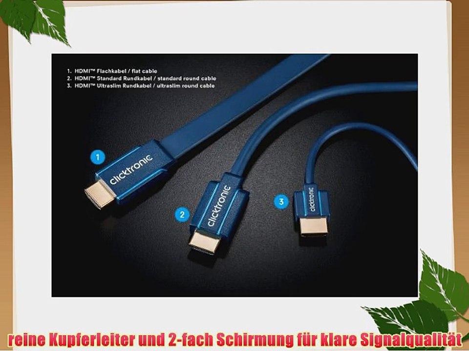 Clicktronic Casual Ultraslim High Speed HDMI Kabel mit Ethernet (4K Ultra HD 3D-TV ARC 1m)