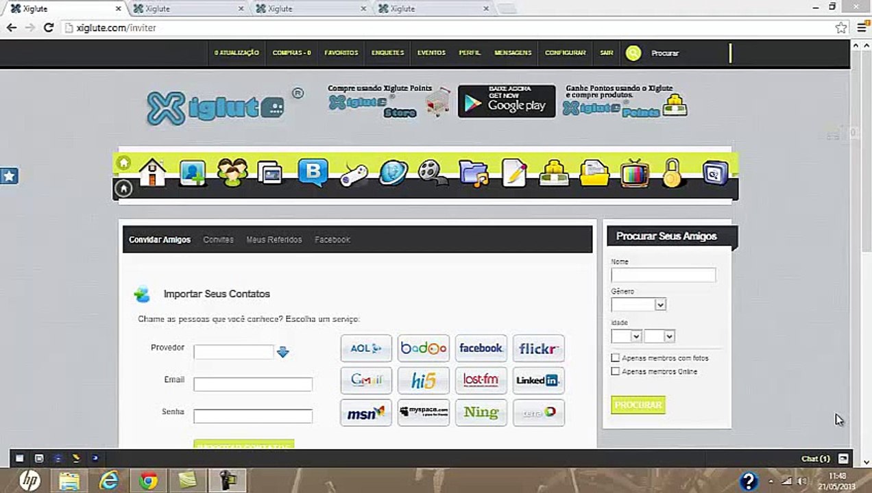 Convidar Amigos para o Xiglute