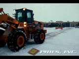 PRIES, INC. - Case & John Deere wheel loaders plowing snow