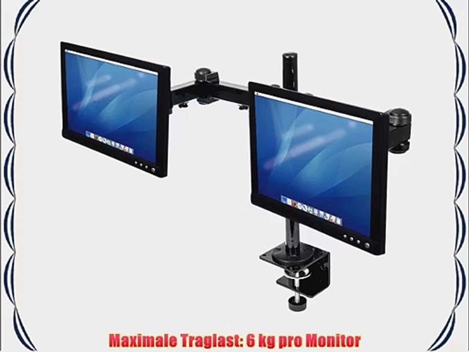 MANHATTAN Dual LCD TFT Monitor Tischhalterung mit 2 Armen f?r 2 Displays 420808 schwarz