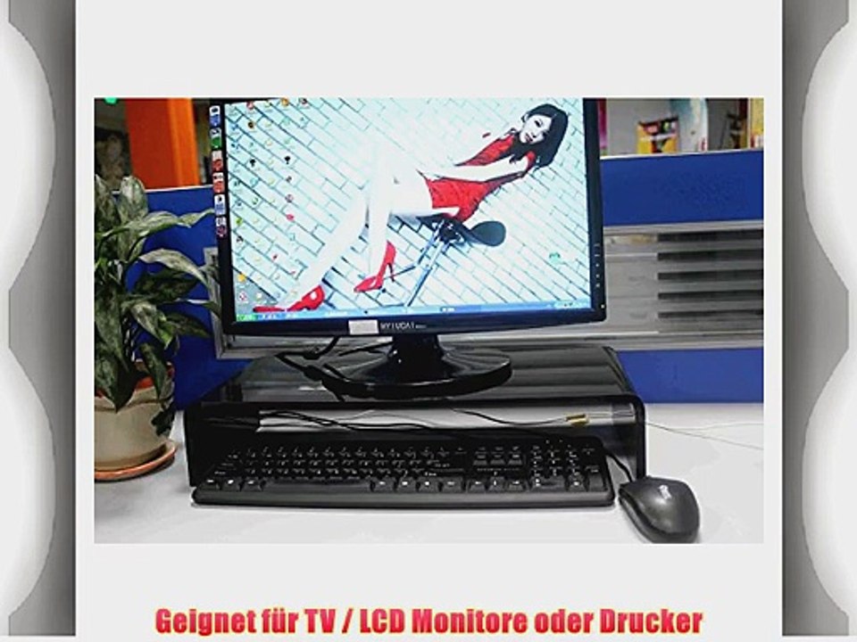 Premium Monitor St?nder Erh?hung / Bildschirm Standfu? / TV Bank Aufsatz aus Acrylglas Schwarz