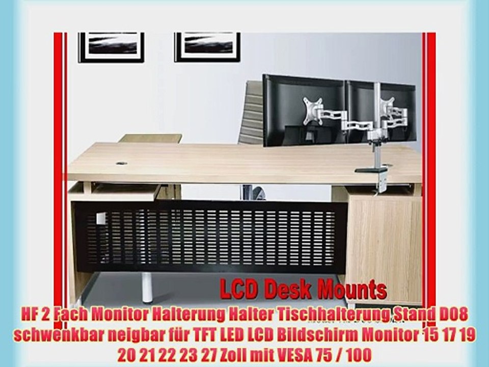 HF 2 Fach Monitor Halterung Halter Tischhalterung Stand D08 schwenkbar neigbar f?r TFT LED