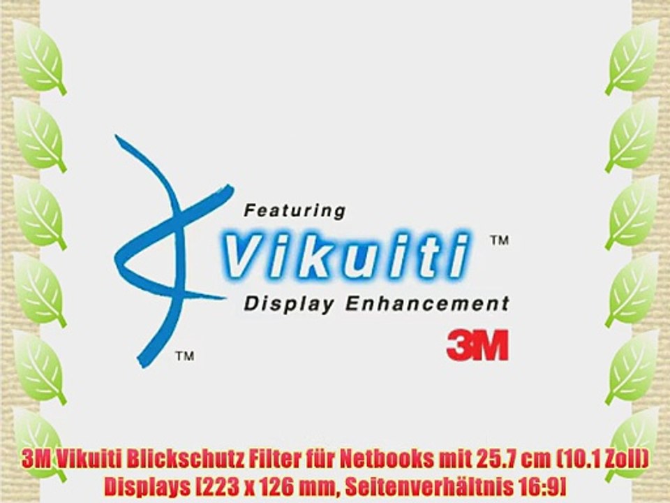 3M Vikuiti Blickschutz Filter f?r Netbooks mit 25.7 cm (10.1 Zoll) Displays [223 x 126 mm Seitenverh?ltnis
