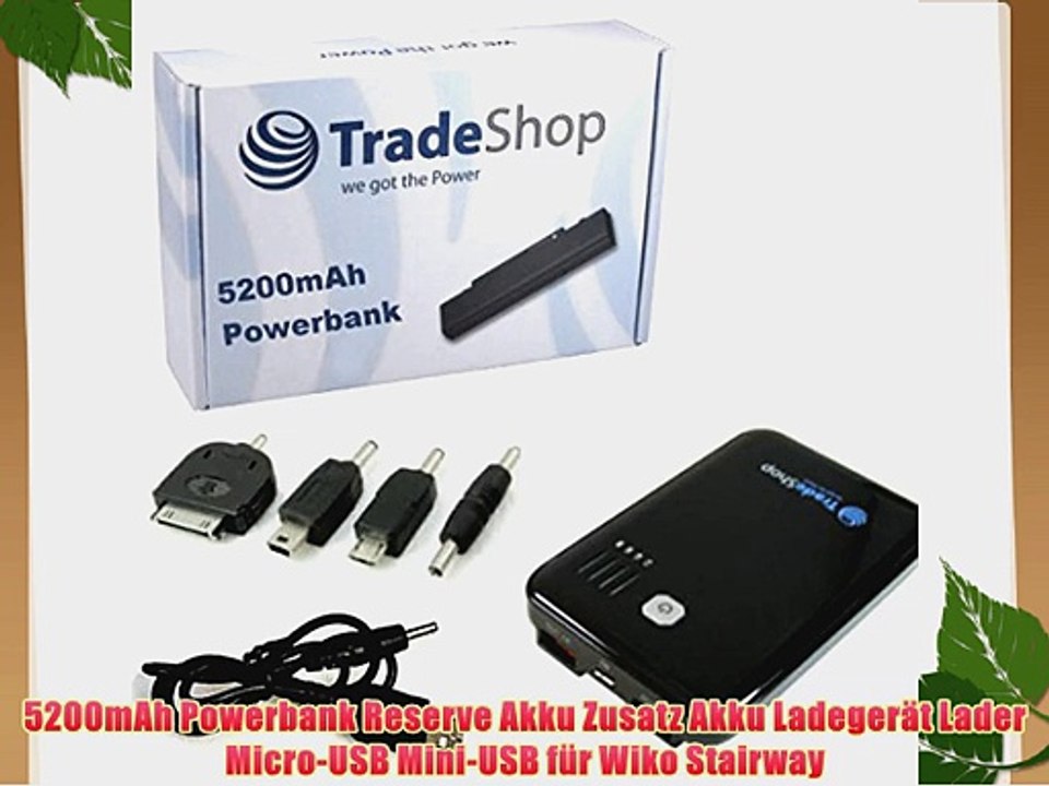 5200mAh Powerbank Reserve Akku Zusatz Akku Ladeger?t Lader Micro-USB Mini-USB f?r Wiko Stairway