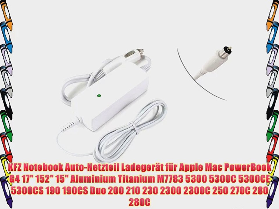 65W KFZ Auto-Netzteil f?r Apple Mac PowerBook G4 17 152 15 Aluminium Titanium M7783 5300 5300C